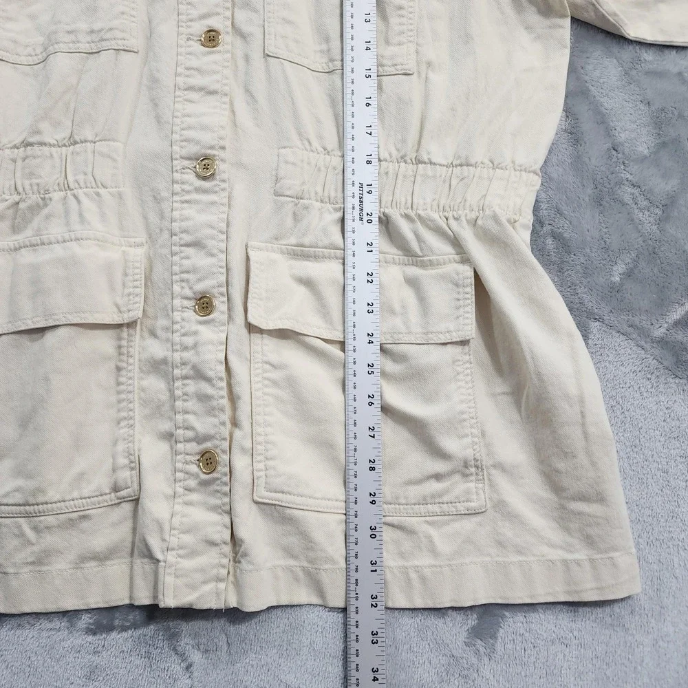 Michael Kors Jacket‎ Womens XL Cream Bone Cotton Anorak Cargo Utility Pockets